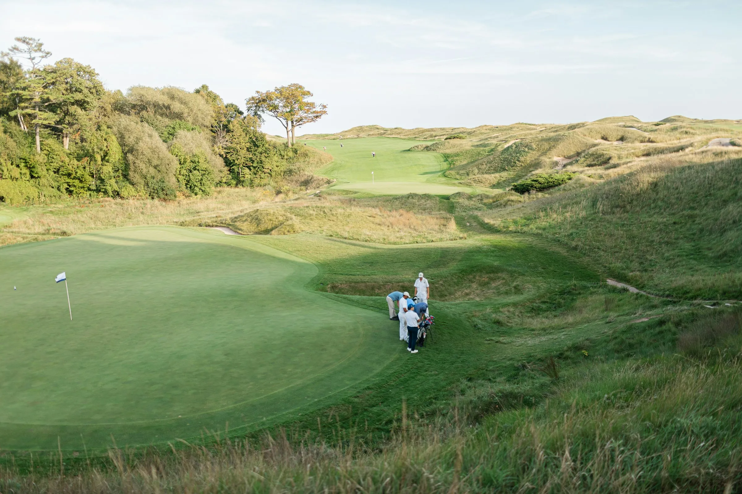 Golfers walking a fairway at Whistling Straits