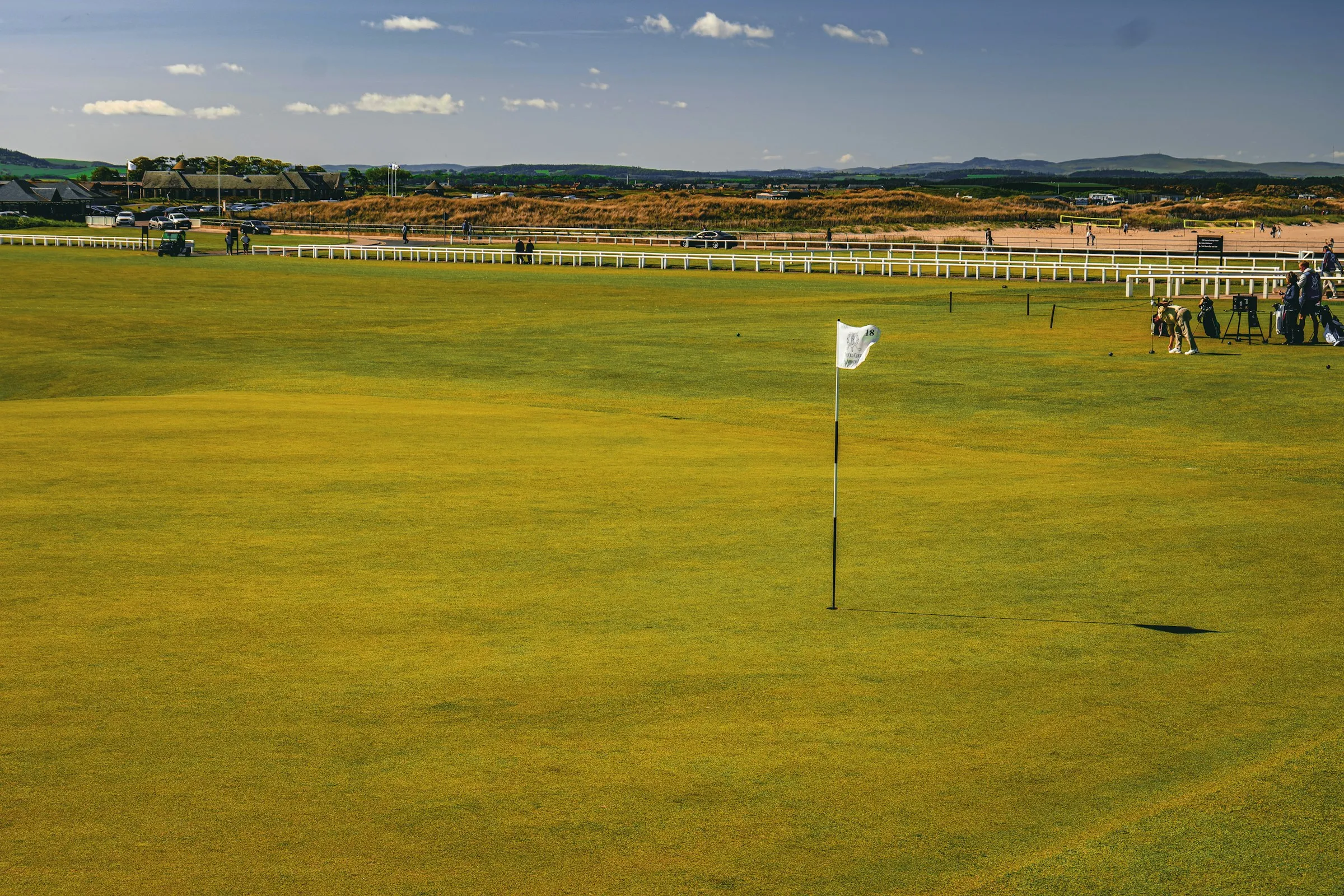 The Old Course at St Andrews with the town behind