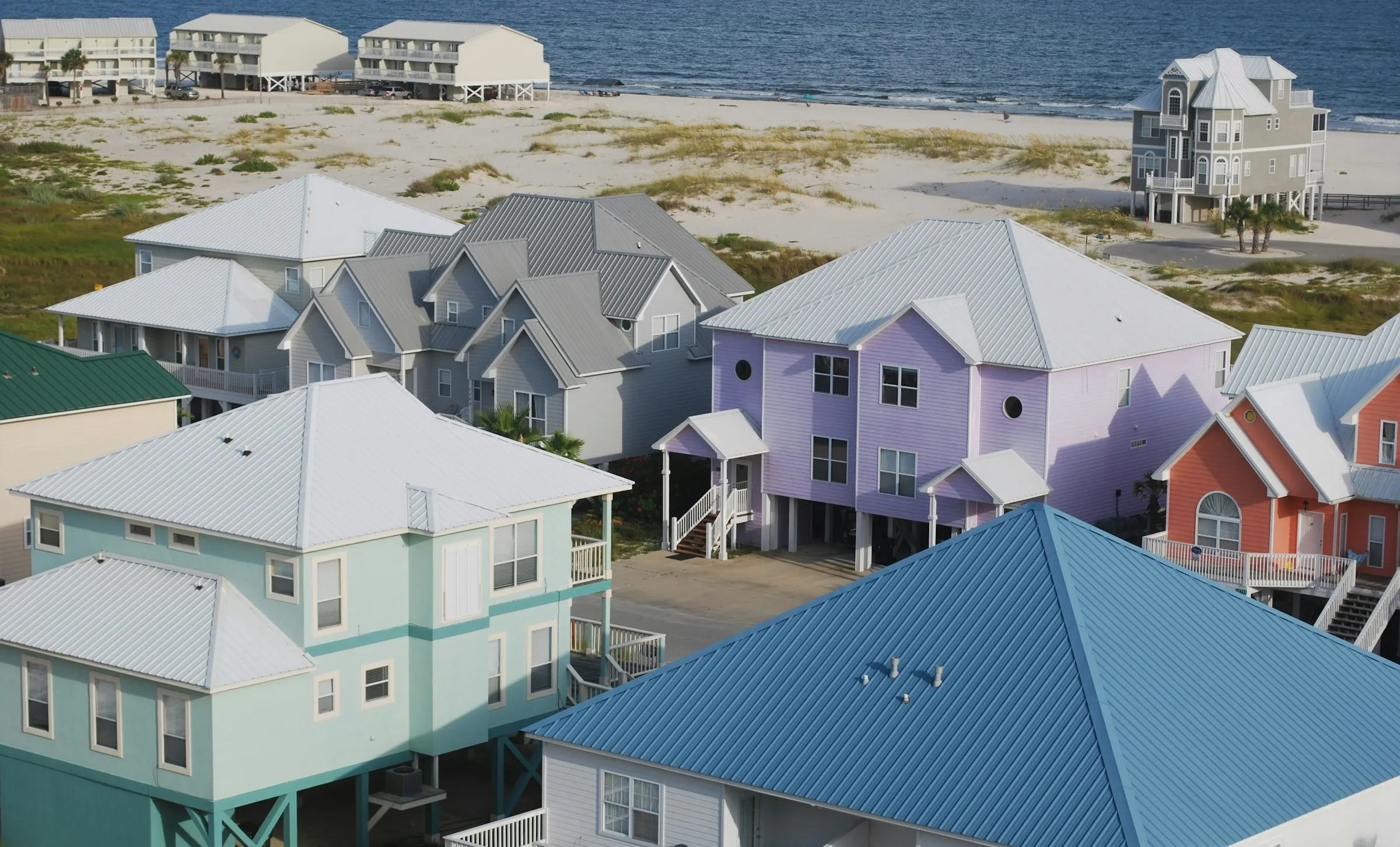 Pastel beach houses at Gulf Shores, Alabama