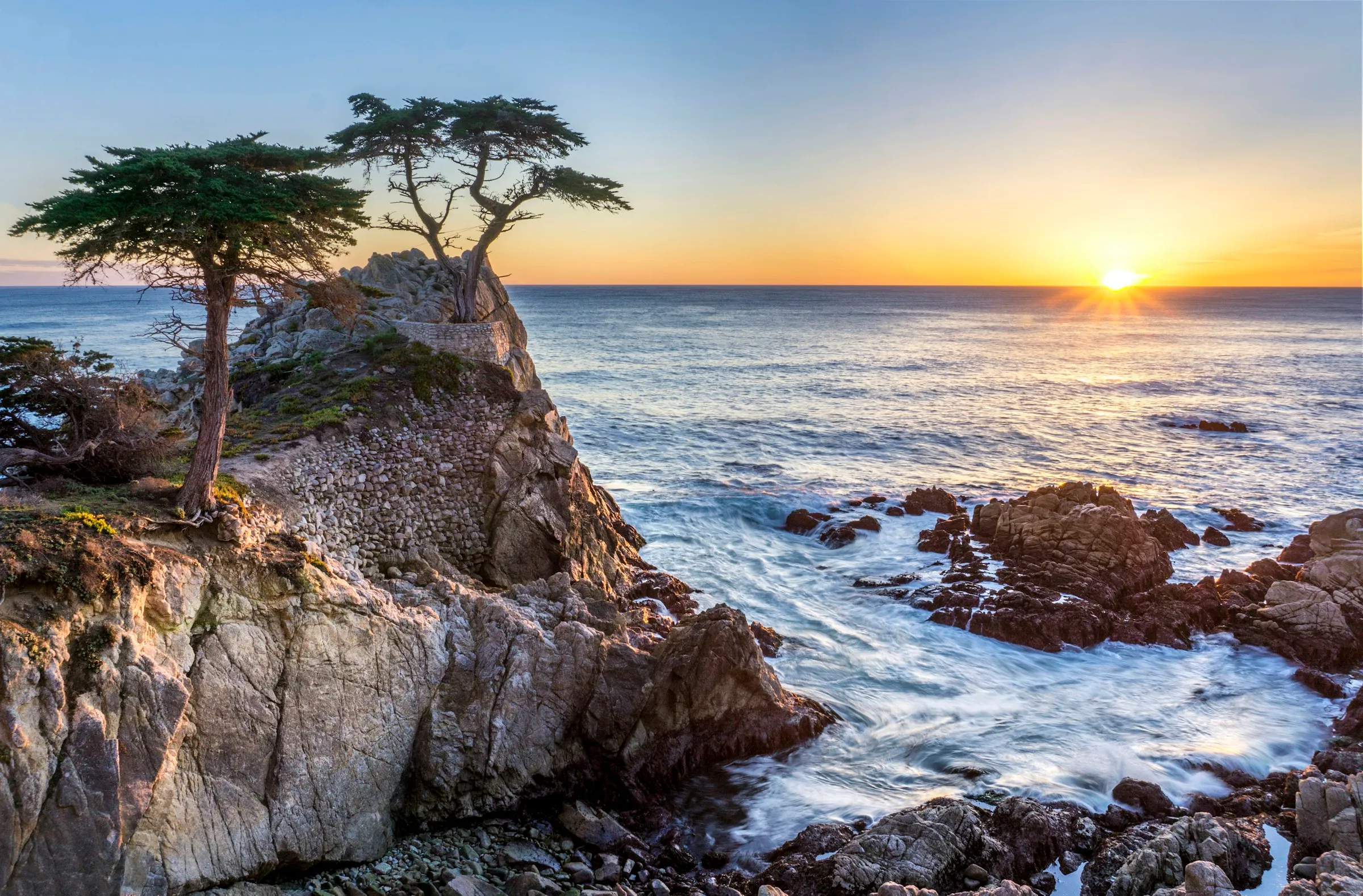 The Lone Cypress at sunset on 17-Mile Drive