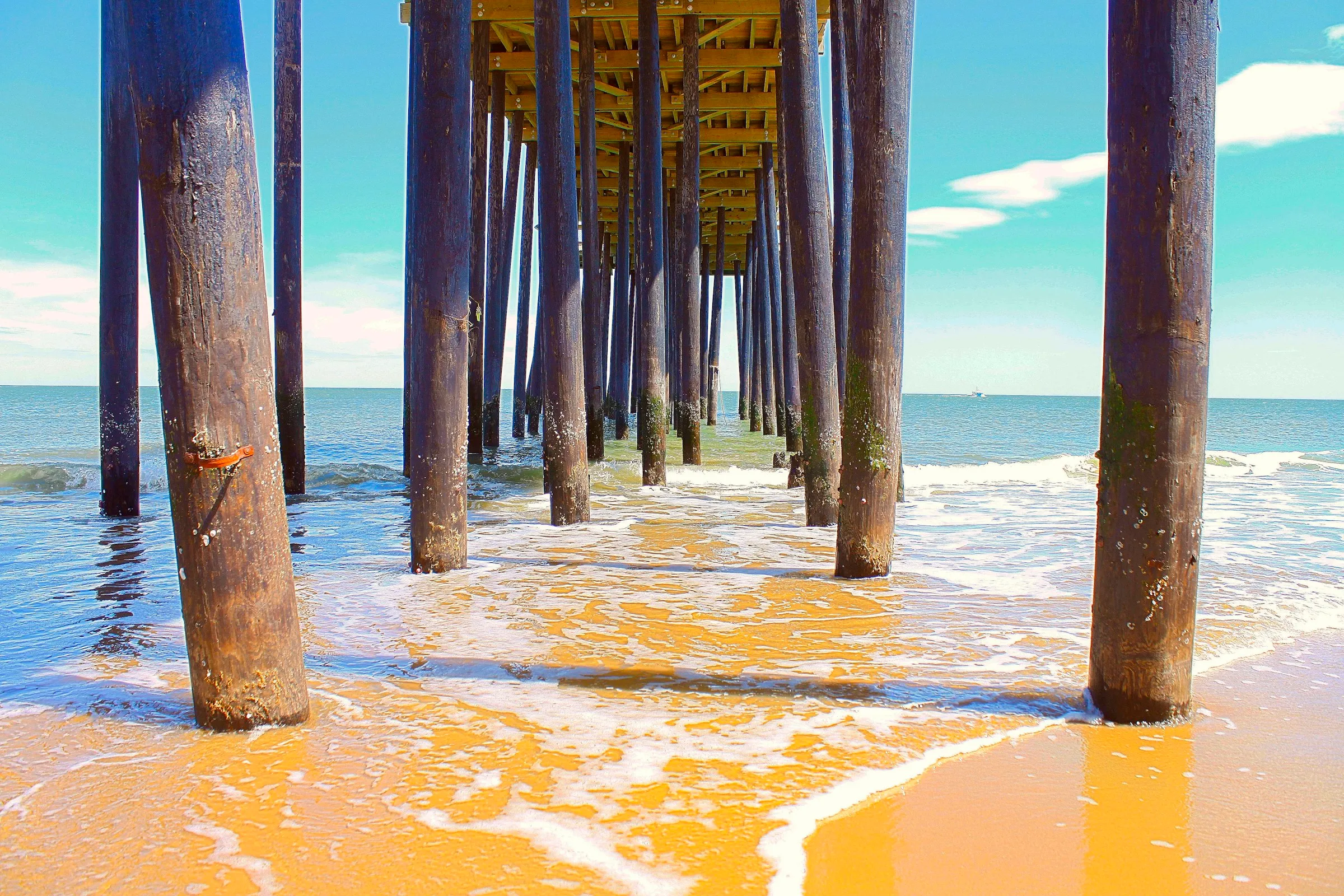 Looking out to sea from under the Ocean City pier